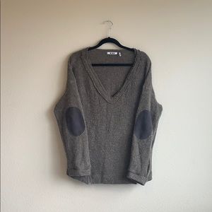 Light brown v-neck sweater w/ elbow patches